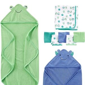 Simple Joys by Carter's Unisex Babies' Towel and Washcloth Set blue/green